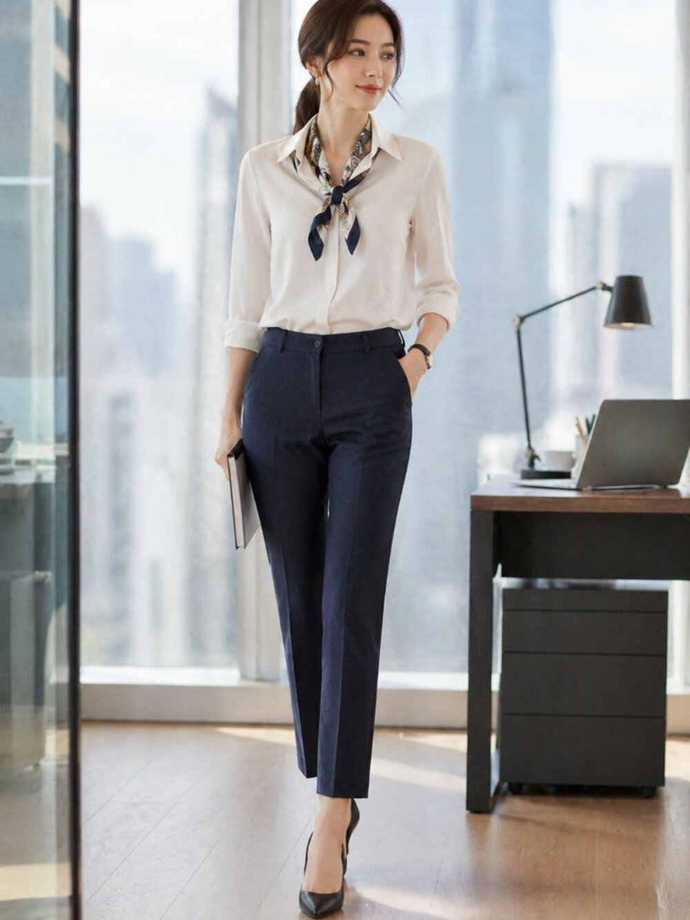 Aquascutum London Navy Cropped Dress Pants